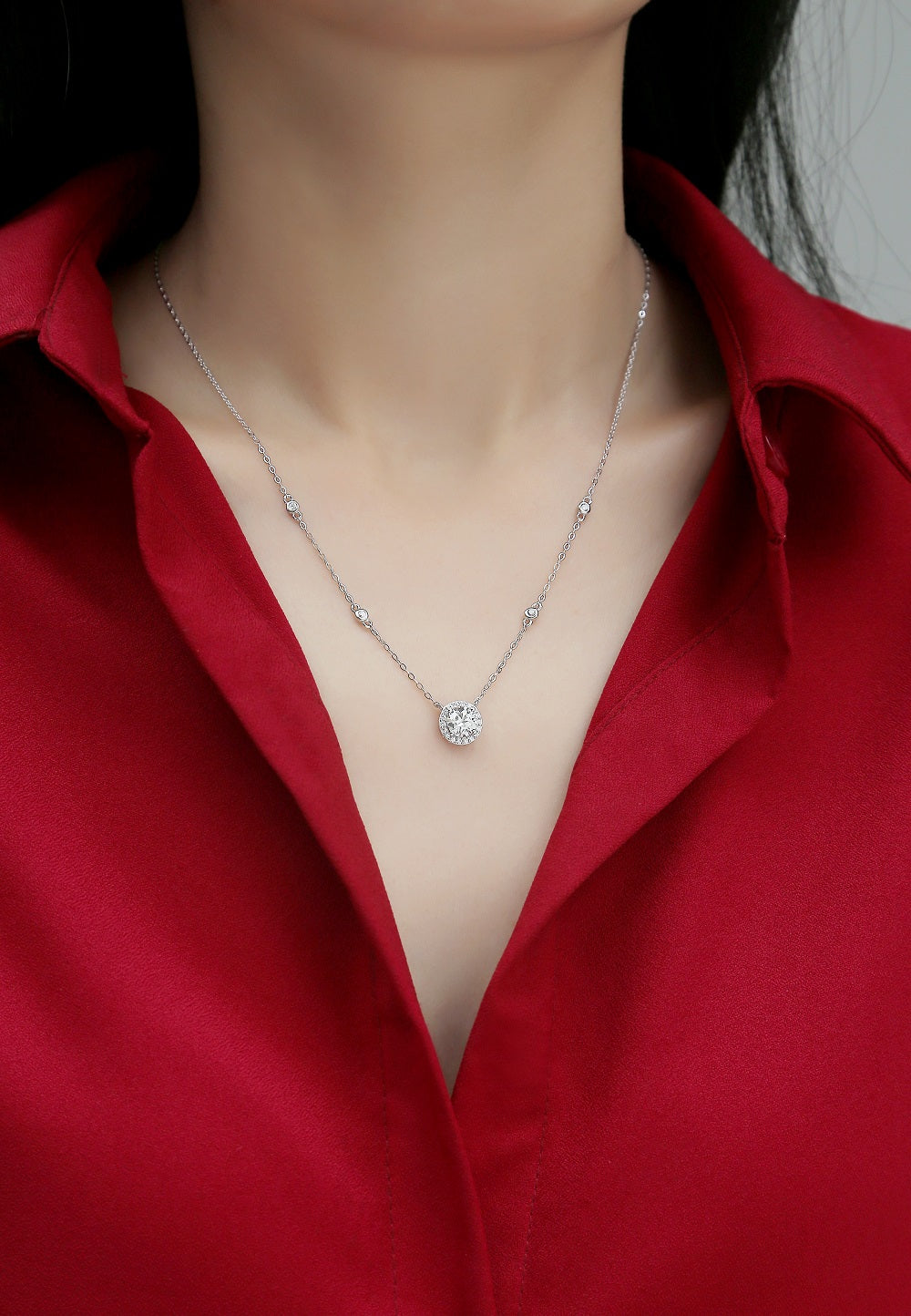 Moissanite Necklace 925 Sterling Silver-Necklace-DH COMPANY-1.0 ct-Dreamhjewlry