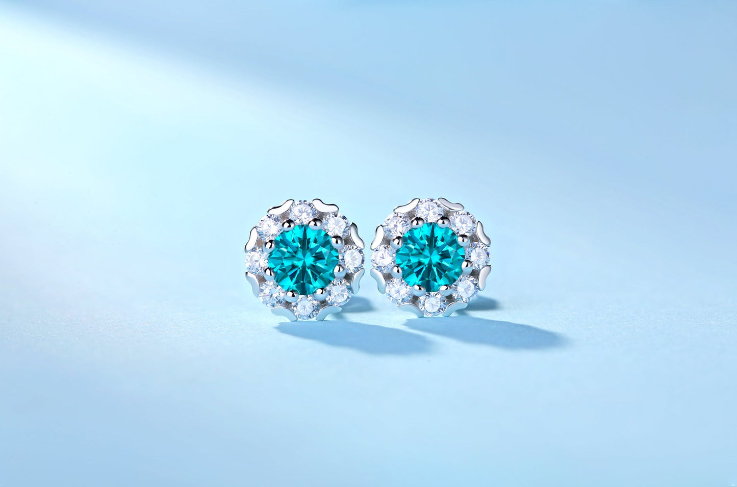 Moissanite Earrings 925 Sterling Silver Blue-DH COMPANY-1.0 ct-Dreamhjewlry