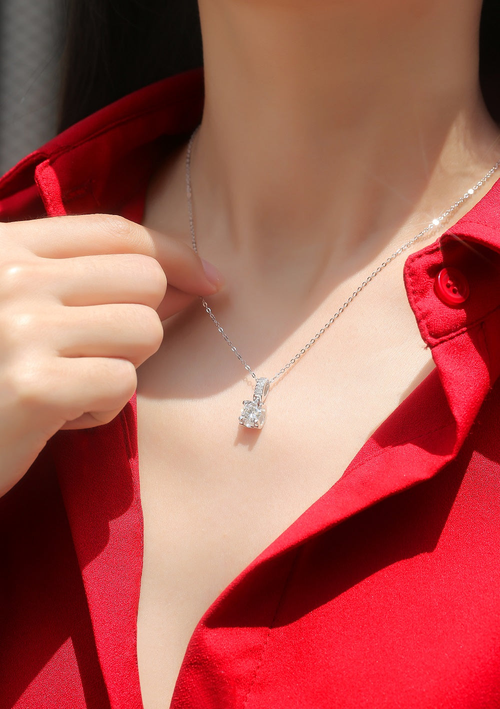 Moissanite Necklace 925 Sterling Silver-Necklace-DH COMPANY-1.0 ct-Dreamhjewlry