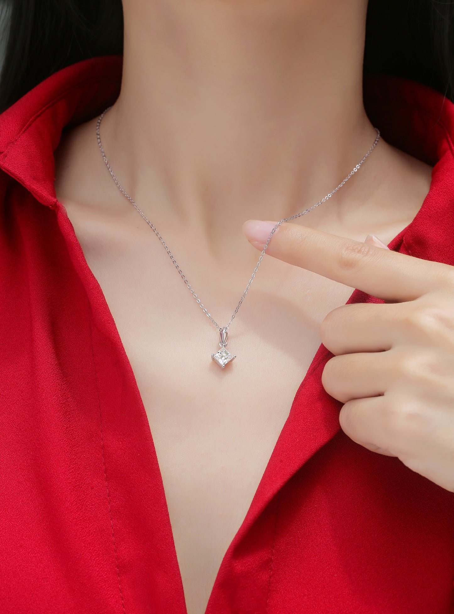 Moissanite Necklace 925 Sterling Silver Cross-Necklace-DH COMPANY-1.0 ct-Dreamhjewlry