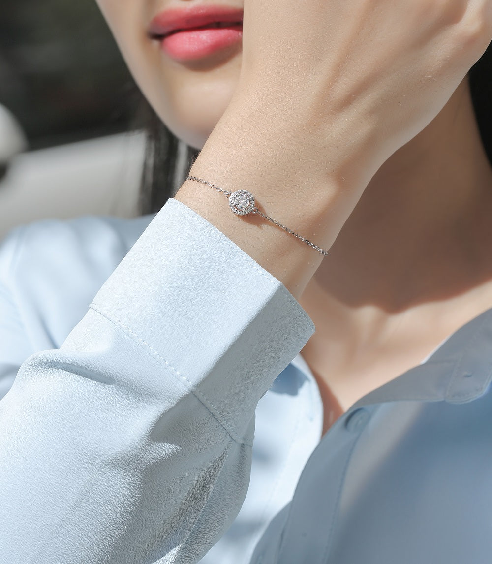 Round Cutting Moissanite Bracelet 925 Sterling Silver-Bracelet-DH COMPANY-0.5 ct-Dreamhjewlry