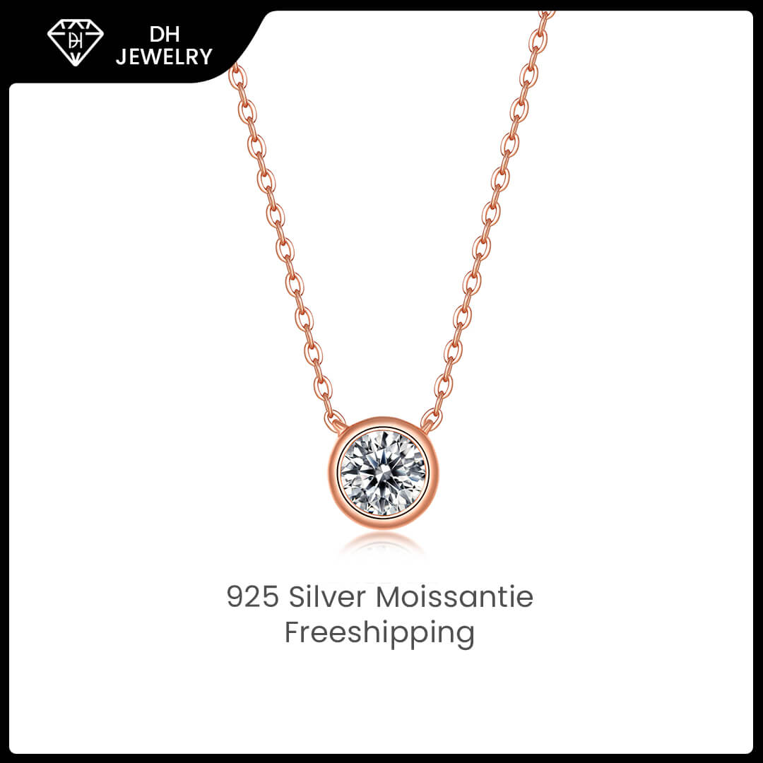 Moissanite Necklace 925 Sterling Silver Rose Gold-Necklace-DH COMPANY-1.0 ct-Dreamhjewlry