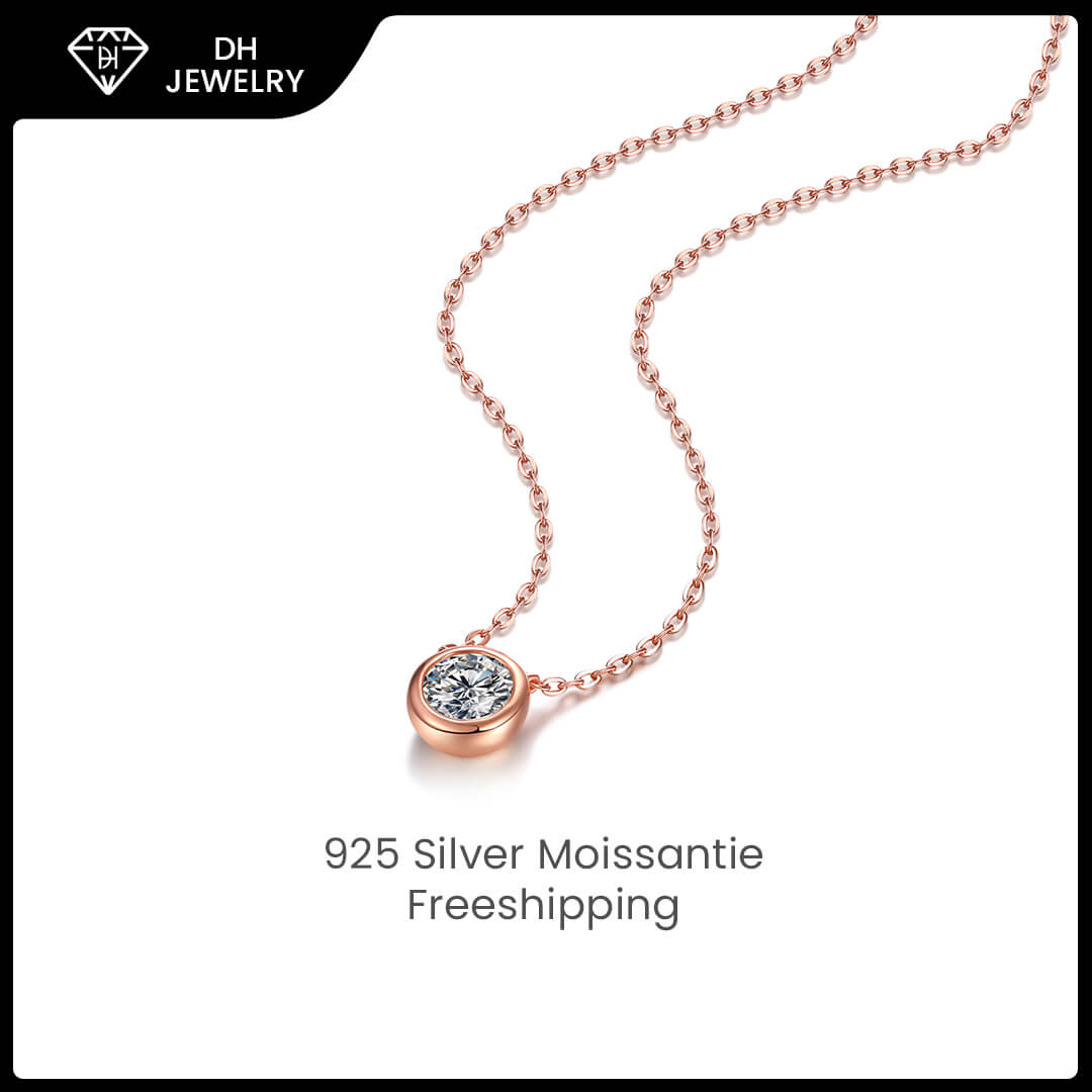Moissanite Necklace 925 Sterling Silver Rose Gold-Necklace-DH COMPANY-1.0 ct-Dreamhjewlry