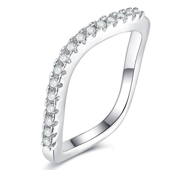 Moissanite Engagement Ring V Band S925 Special