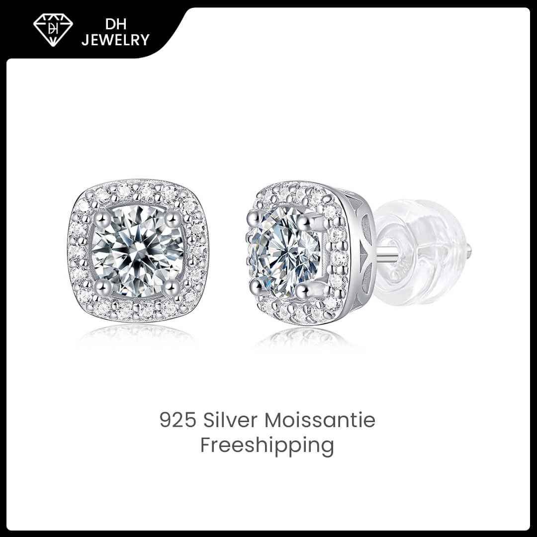 Moissanite Earrings 925 Sterling Silver-DH COMPANY-0.5 ct-Dreamhjewlry