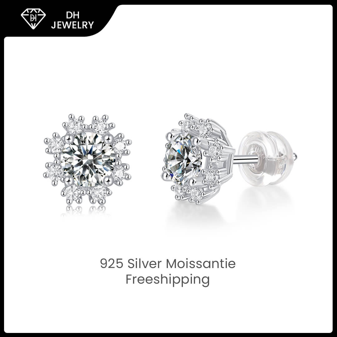 Moissanite Earrings 925 Sterling Silver-Earrings-DH COMPANY-0.5 ct-Dreamhjewlry