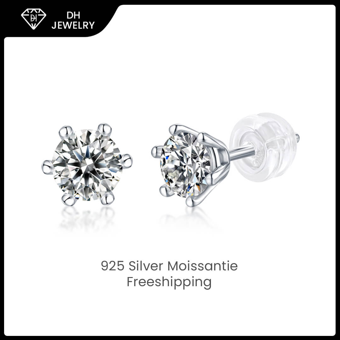 Moissanite Earrings 925 Sterling Silver-Earrings-DH COMPANY-Dreamhjewlry