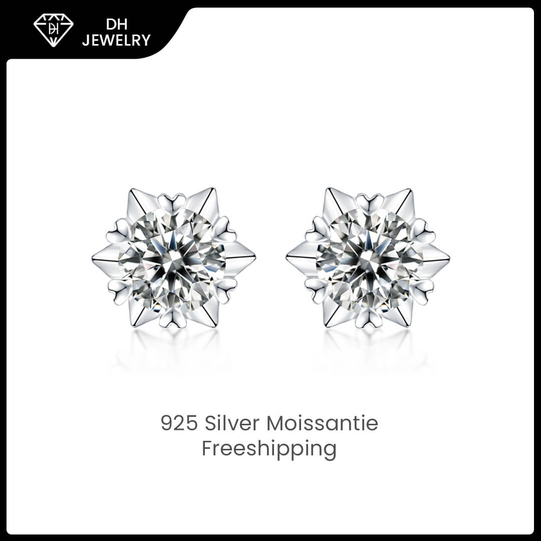 Moissanite Earrings 925 Sterling Silver-Earrings-DH COMPANY-Dreamhjewlry
