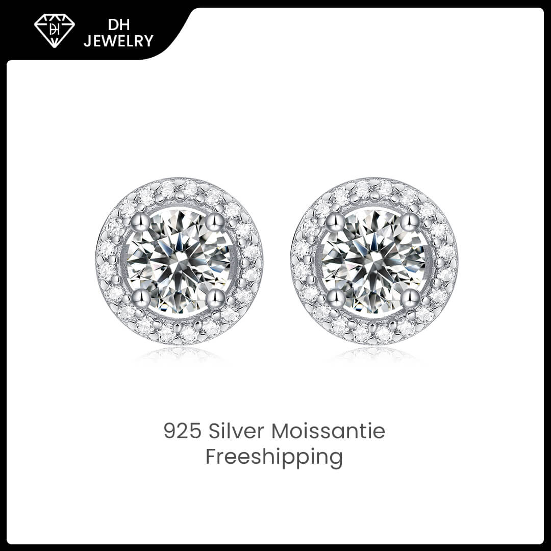 Moissanite Earrings 925 Sterling Silver-DH COMPANY-0.5 ct-Dreamhjewlry
