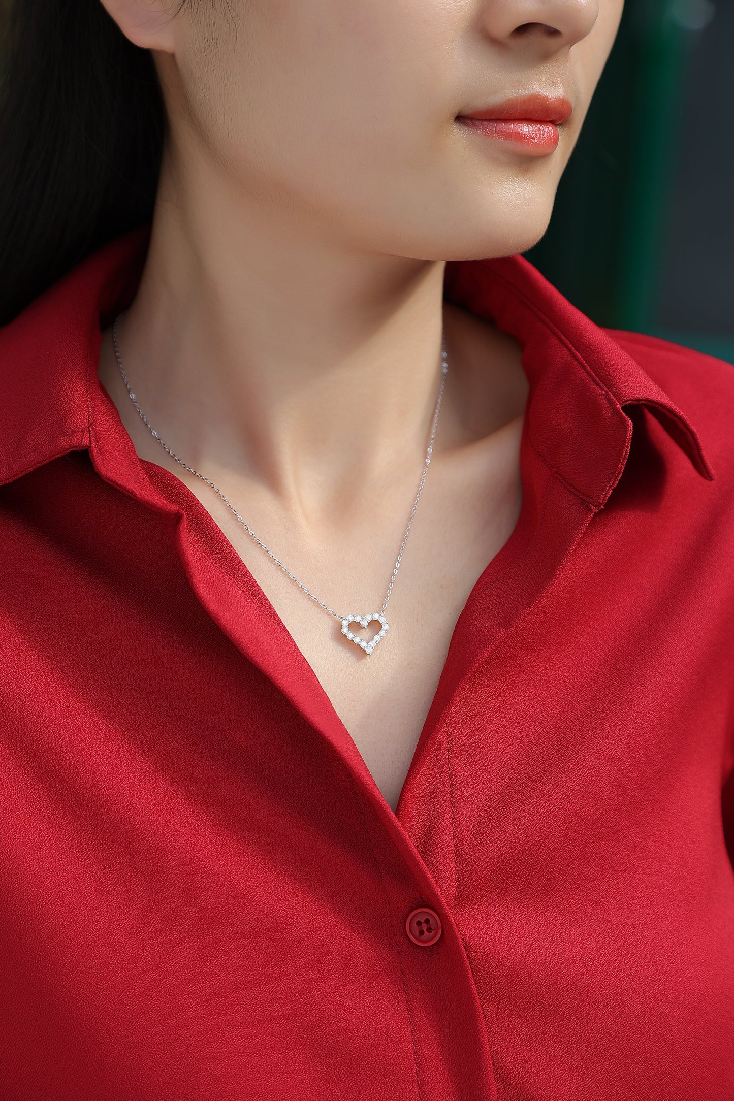 Moissanite Necklace 925 Sterling Silver Love Heart-Necklace-DH COMPANY-Dreamhjewlry