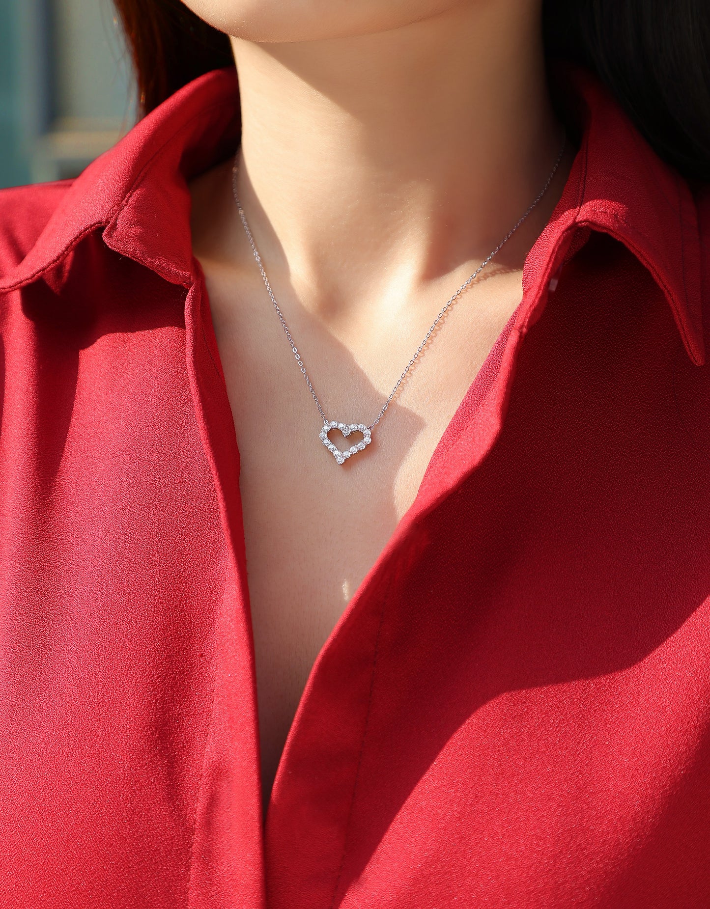 Moissanite Necklace 925 Sterling Silver Love Heart-Necklace-DH COMPANY-Dreamhjewlry