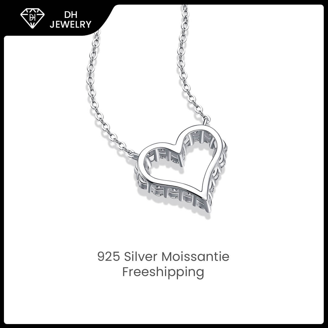Moissanite Necklace 925 Sterling Silver Love Heart-Necklace-DH COMPANY-Dreamhjewlry