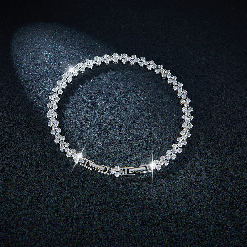 Heart Shape Moissanite Bracelet Sterling Silver