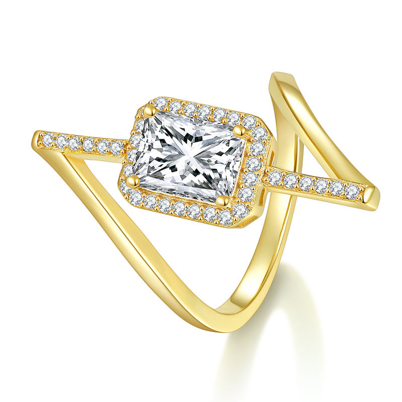 Radium Moissanite Ring Engagement Ring Unsymmetrical
