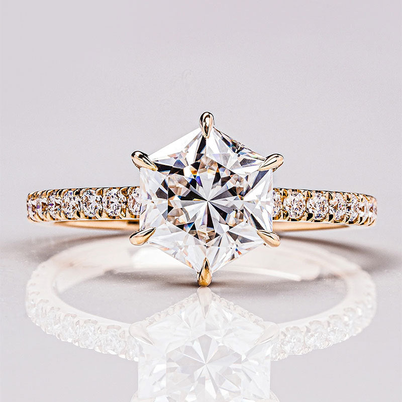 Full Moissanite Engagament Ring 18K Gold Plated 7mm Star