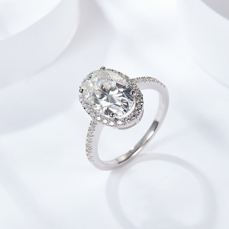 Oval Haro Moissanite Engagement Ring Sterling Silver