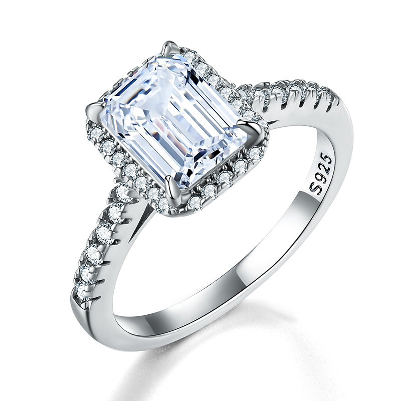Emerald Cut Moissanite Engagement Ring S925