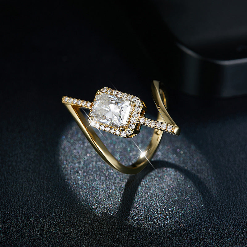 Radium Moissanite Ring Engagement Ring Unsymmetrical