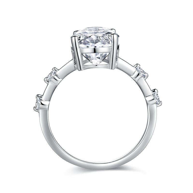 Oval Ring Full Moissanite Engagent Ring Sterling Silver