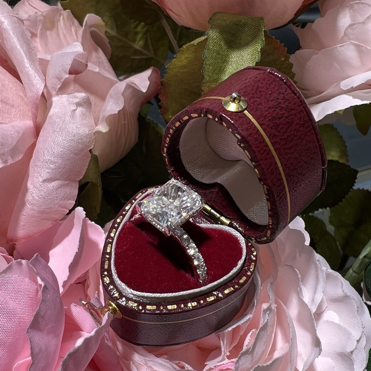 Radiun Cut Pave Moissanite Engagement Ring