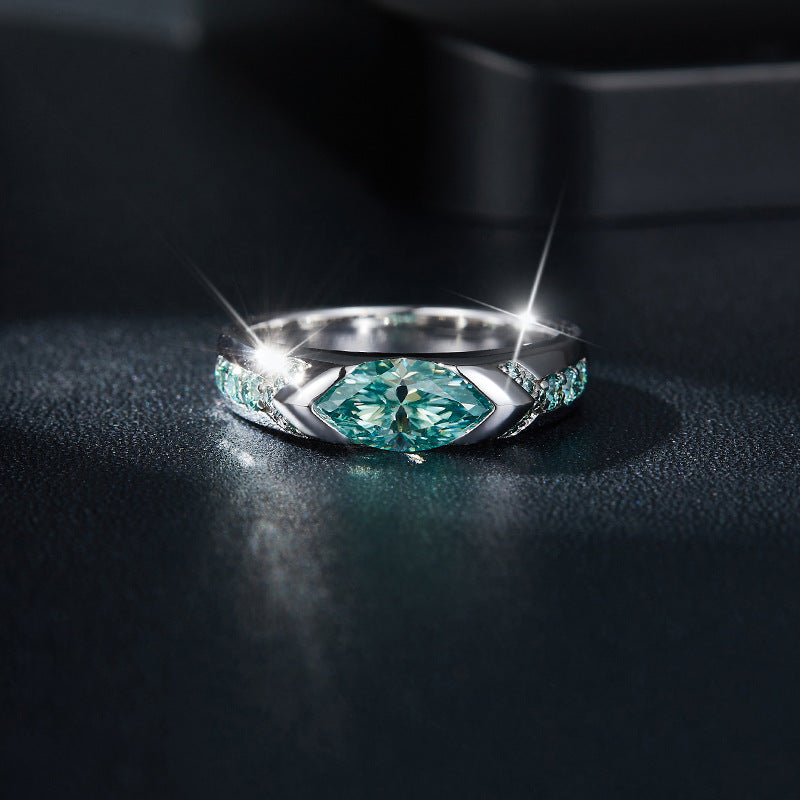 Blue Marquins Moissanite Ring 5*10mm