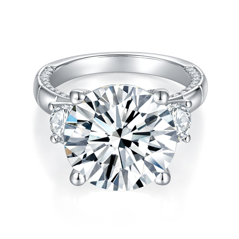 Round Moissanite Engagement Ring Side Stone