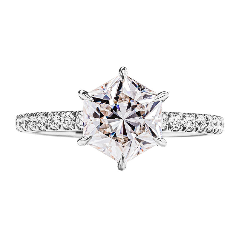 Full Moissanite Engagament Ring 18K Gold Plated 7mm Star