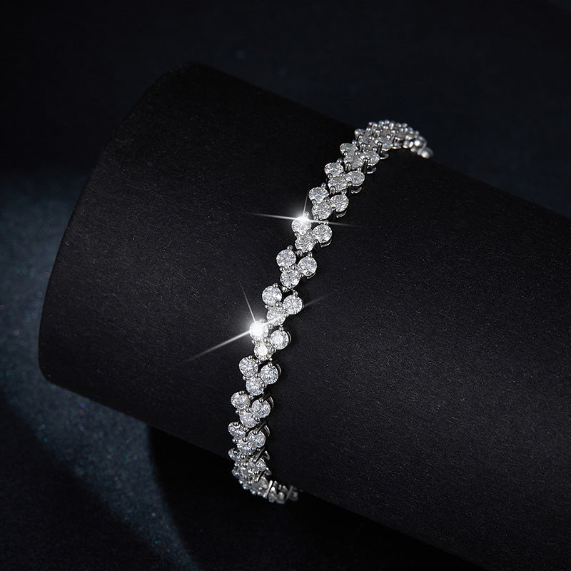 Heart Shape Moissanite Bracelet Sterling Silver