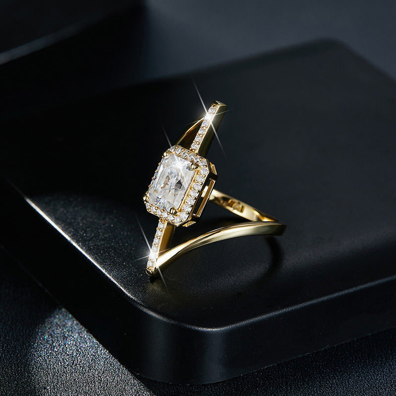 Radium Moissanite Ring Engagement Ring Unsymmetrical