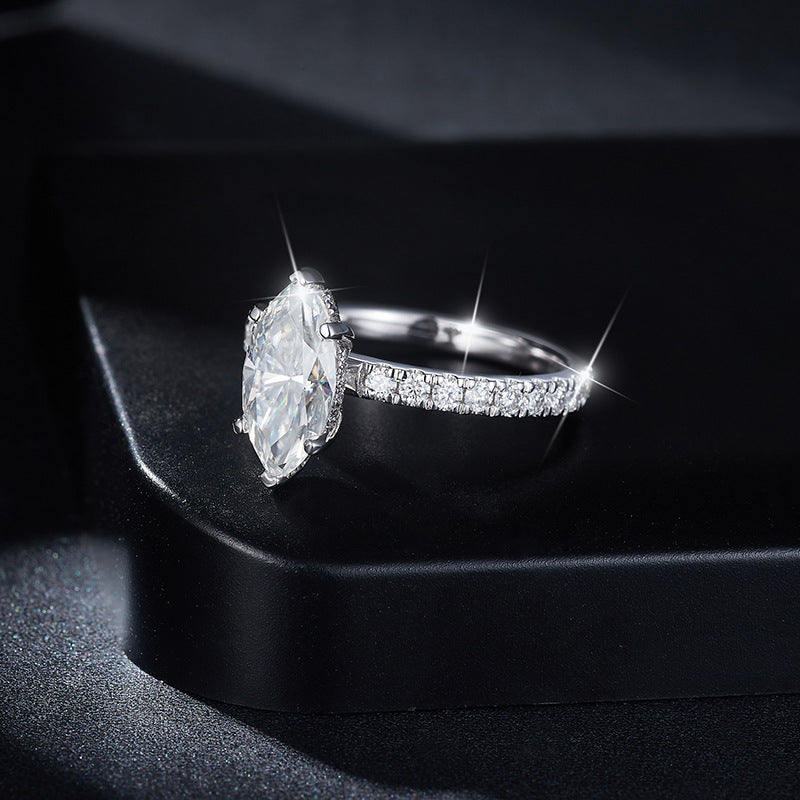Marquins Moissanite Ring 4 Prog Ring 6*12mm
