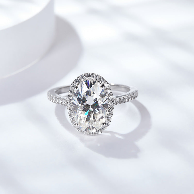Oval Haro Moissanite Engagement Ring Sterling Silver