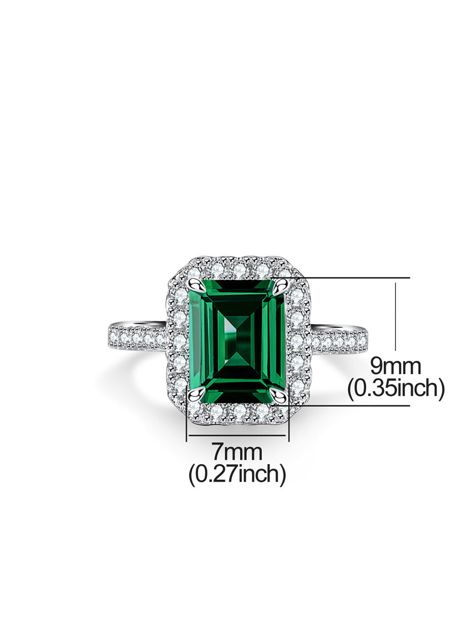 Emeral Cut Green Halo Ring Engagement Ring