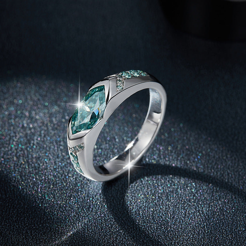 Blue Marquins Moissanite Ring 5*10mm