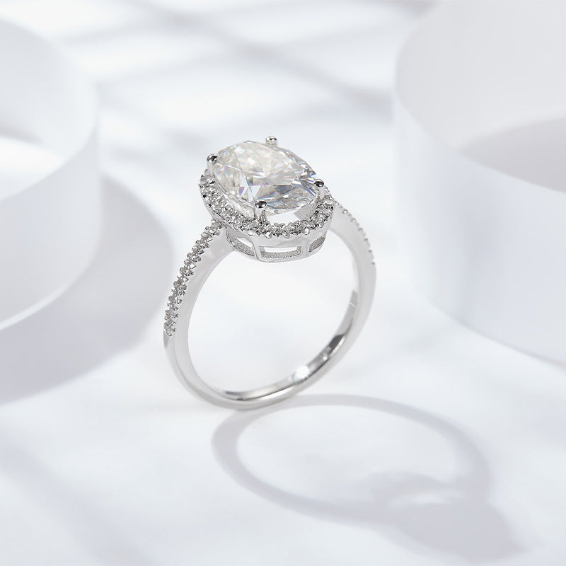 Oval Haro Moissanite Engagement Ring Sterling Silver