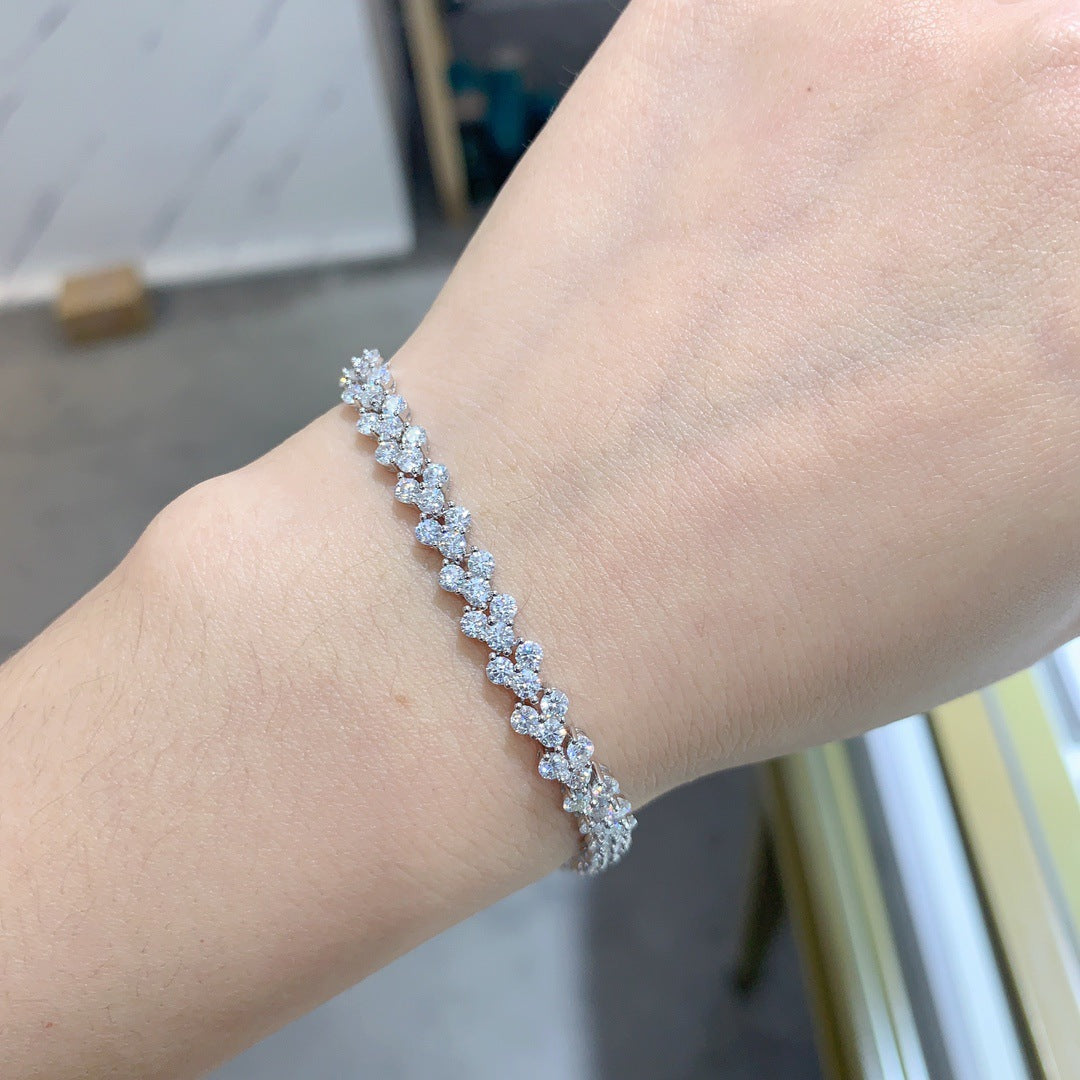 Heart Shape Moissanite Bracelet Sterling Silver