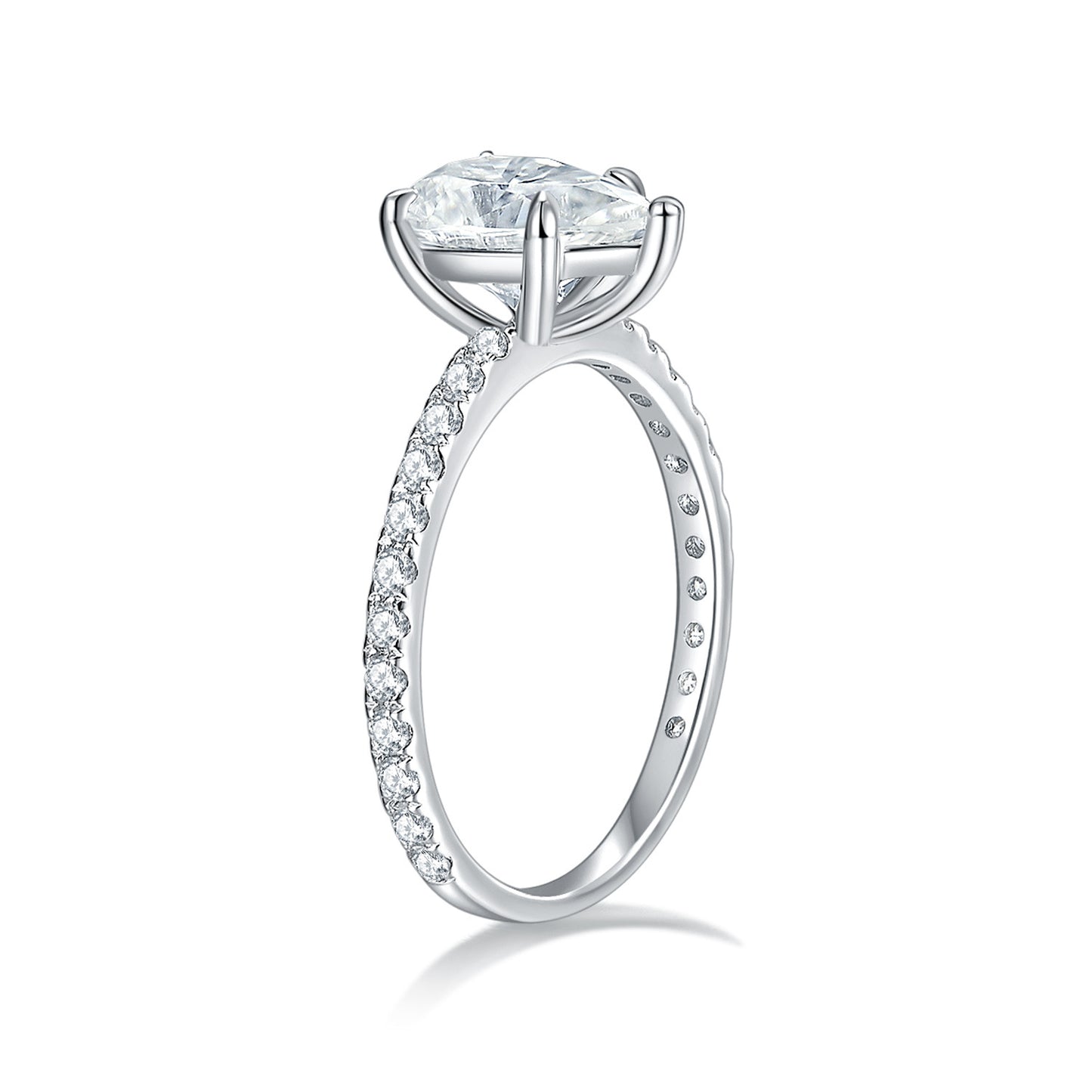 Tear Drop Moissanite Enagement Ring 6*9mm Full Moissanite
