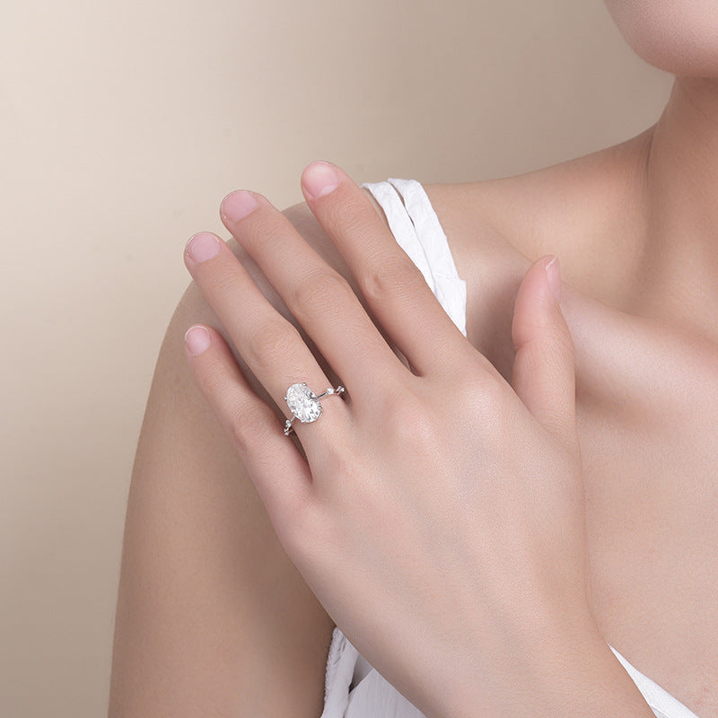 Oval Ring Full Moissanite Engagent Ring Sterling Silver