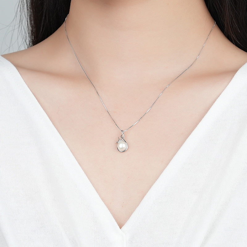 Elegant Pearl Necklace Silver 925