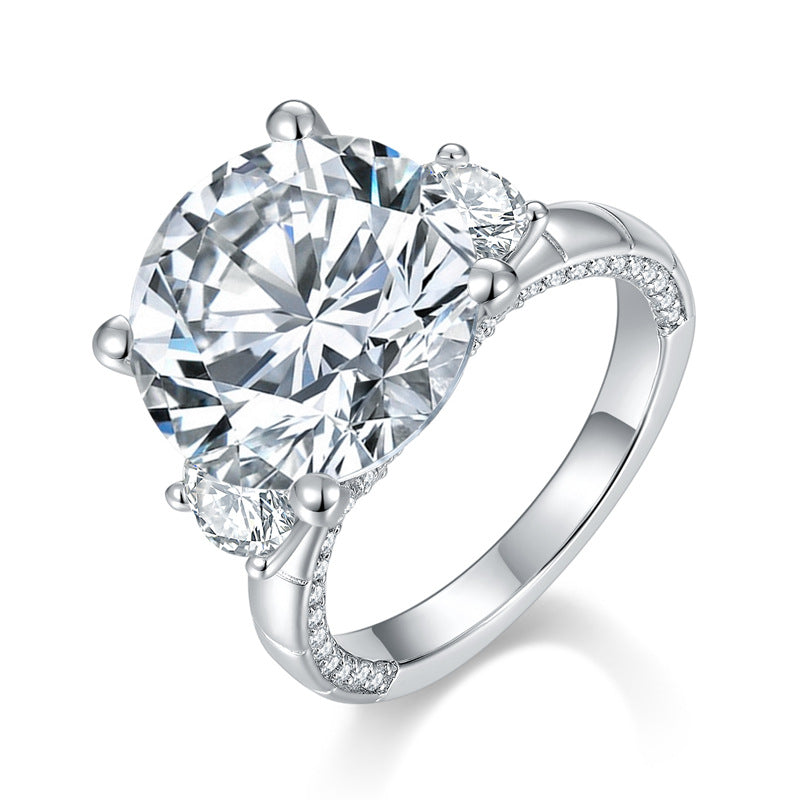 Round Moissanite Engagement Ring Side Stone