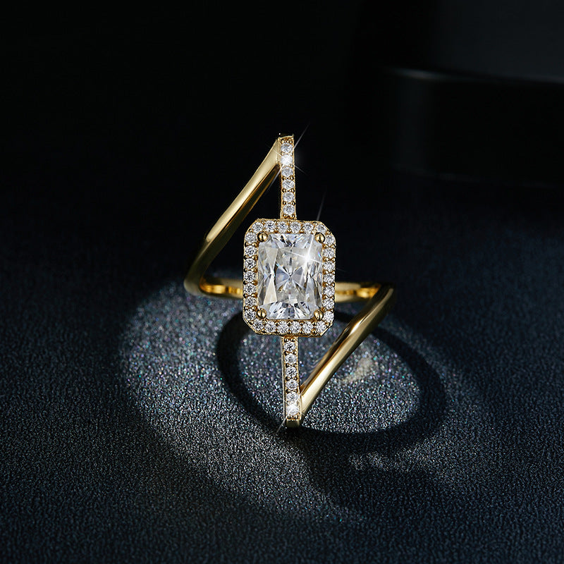 Radium Moissanite Ring Engagement Ring Unsymmetrical