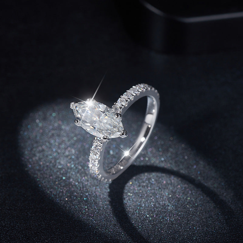 Marquins Moissanite Ring 4 Prog Ring 6*12mm