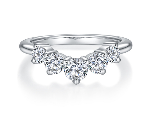 Moissanite Engagement Ring V Band S925