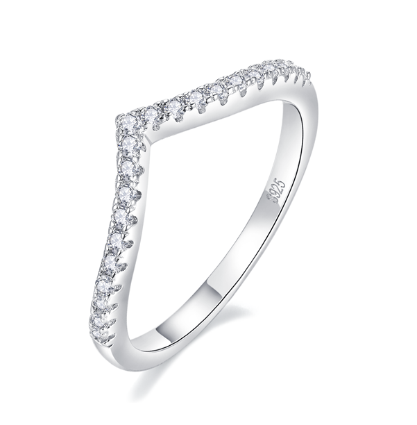 Moissanite Engagement Ring V-Band S925