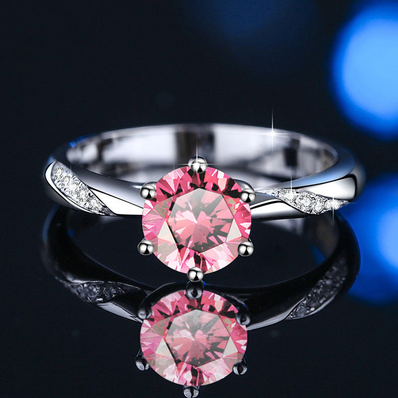 Moissanite Engagement Ring Silver Six Frog S925