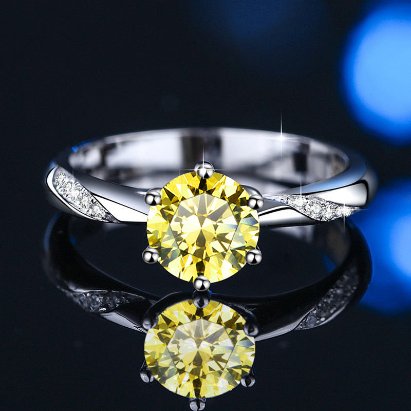 Moissanite Engagement Ring Silver Six Frog S925