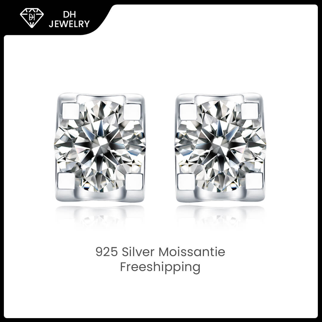 Moissanite Earrings 925 Sterling Silver-DH COMPANY-Dreamhjewlry