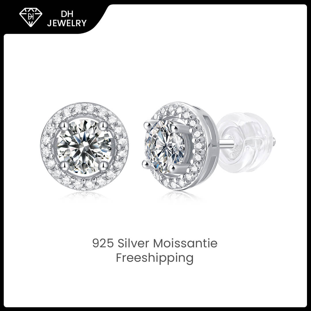 Moissanite Earrings 925 Sterling Silver-DH COMPANY-0.5 ct-Dreamhjewlry