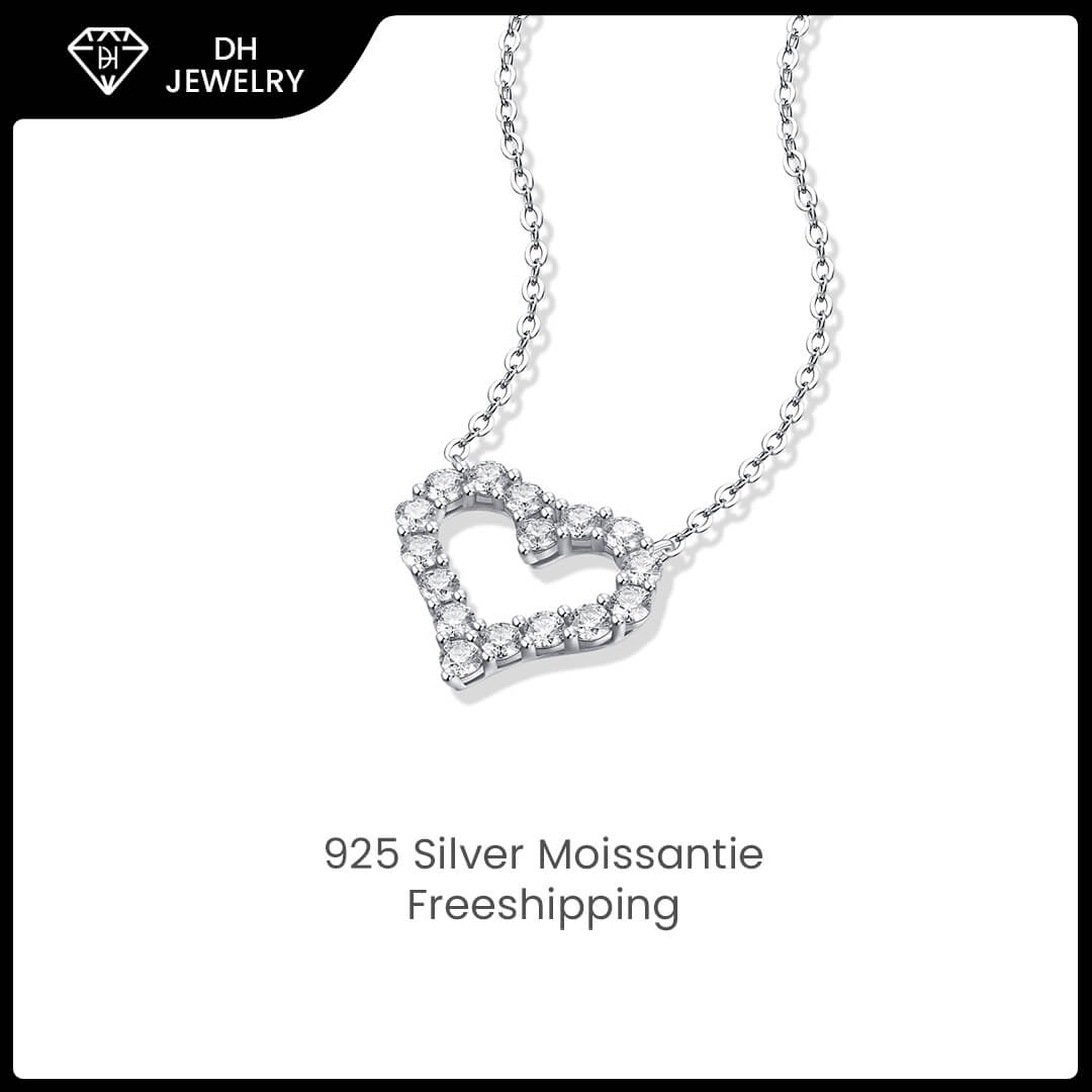 Moissanite Necklace 925 Sterling Silver Love Heart-Necklace-DH COMPANY-Dreamhjewlry