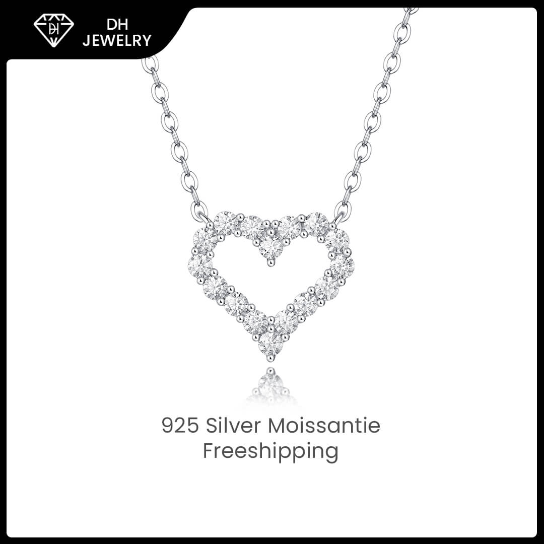 Moissanite Necklace 925 Sterling Silver Love Heart-Necklace-DH COMPANY-Dreamhjewlry