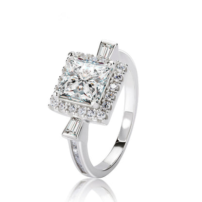 Asshcher Cut Diamond Moissanite Engagement Ring S925